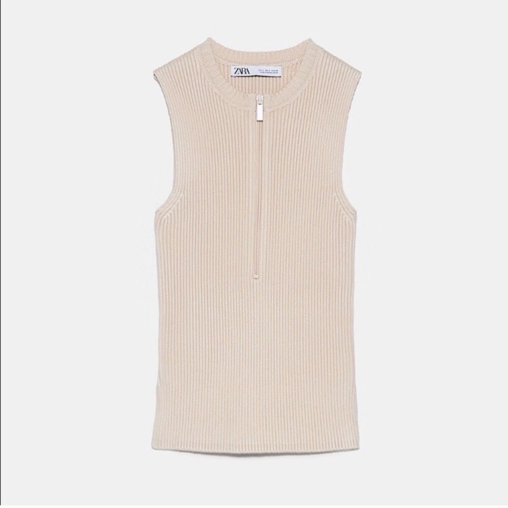 Zara Zippered Ribbed Top